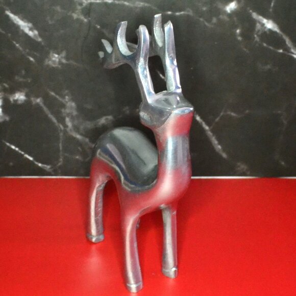 Pair Of Aluminum Reindeer Modern Brutalist Design MCM Holiday Decor - Picture 6 of 8